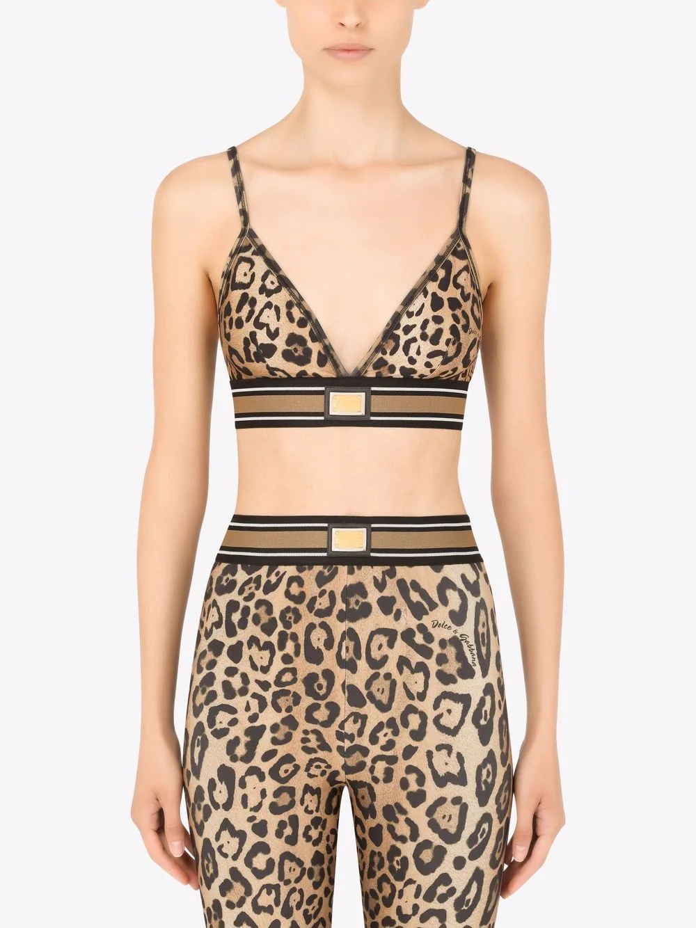 leopard-print cropped tank top - 3