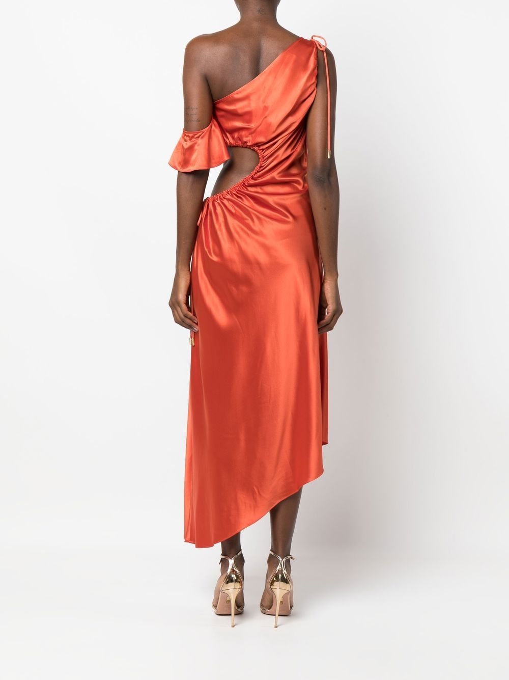 one-shoulder gathered-detail dress - 4