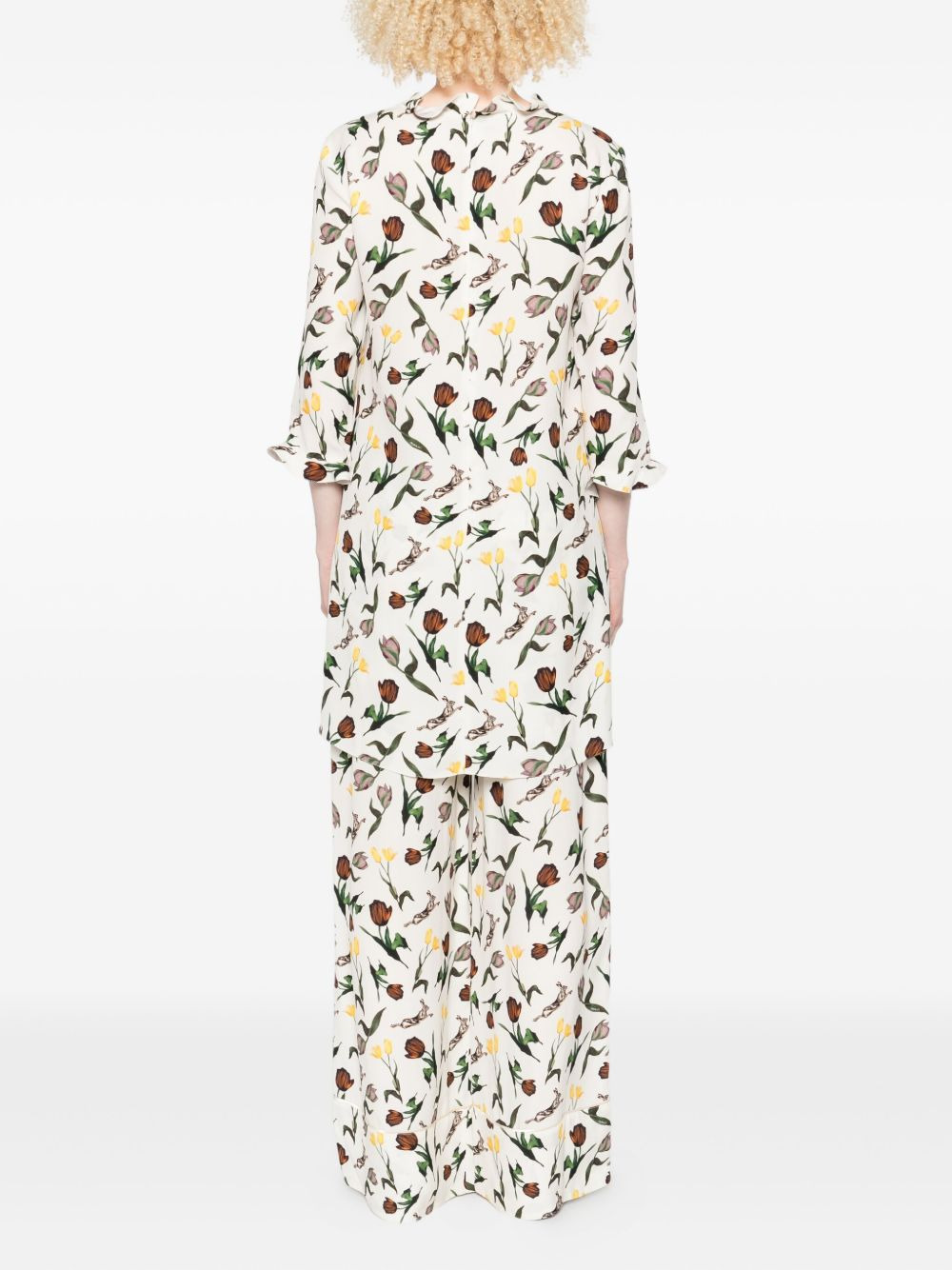 tulips-hares-print mini dress - 4