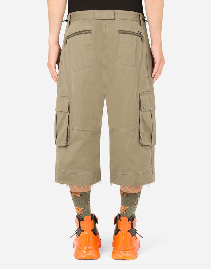 Stretch cotton cargo shorts - 2