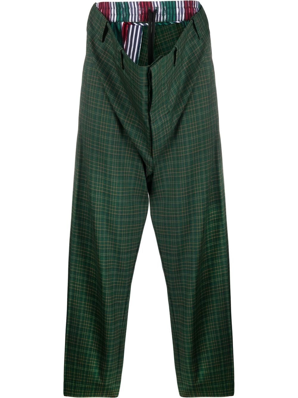 tartan-pattern tailored trousers - 1