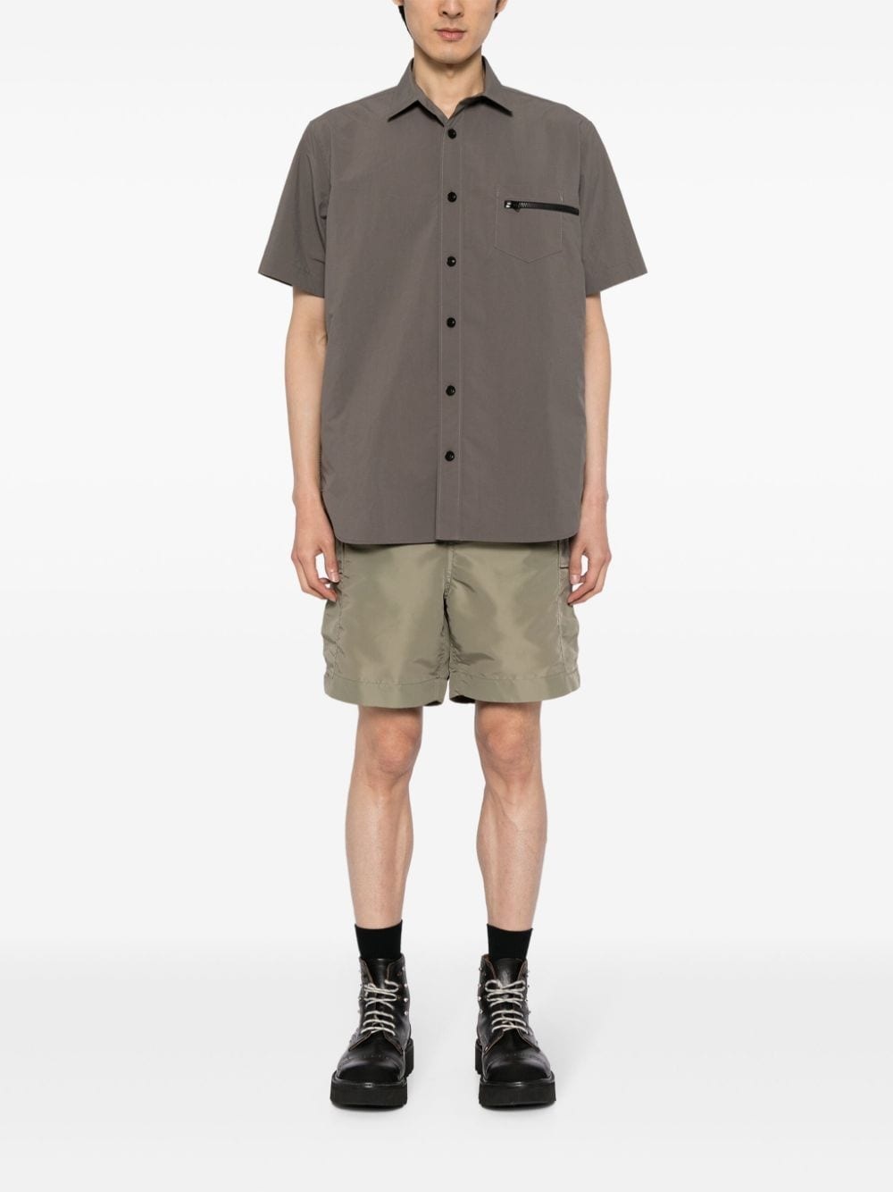 zip-pocket spread-collar shirt - 2