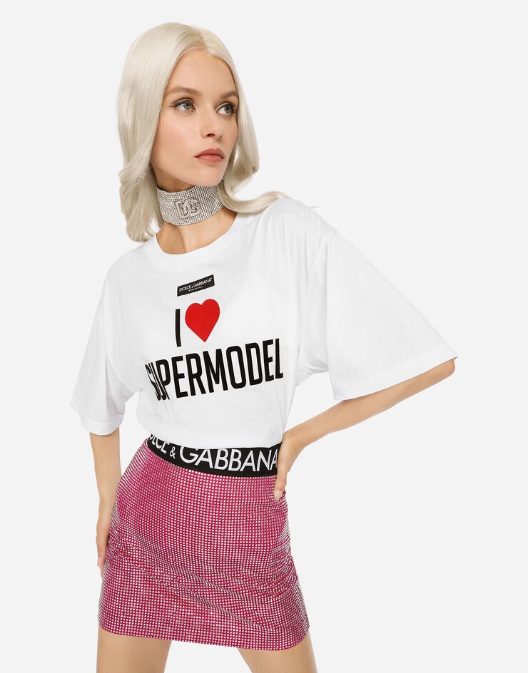 Jersey T-shirt with I love super model print - 2