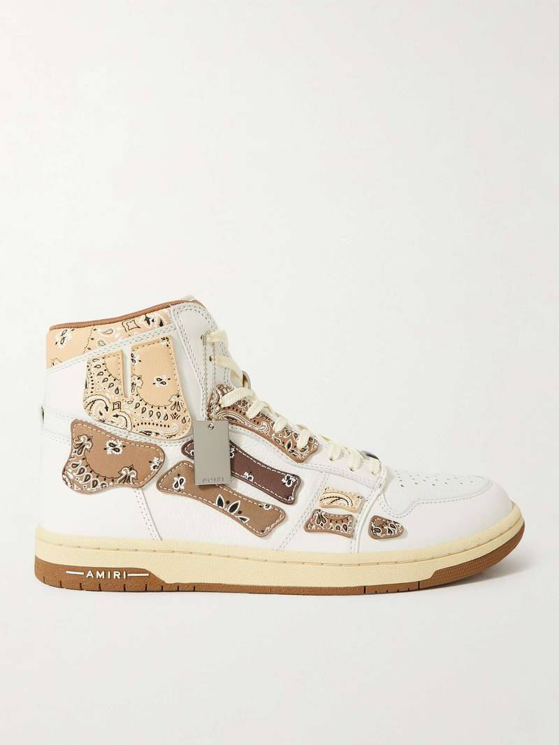 Skel-Top Bandana-Print Leather High-Top Sneakers - 1