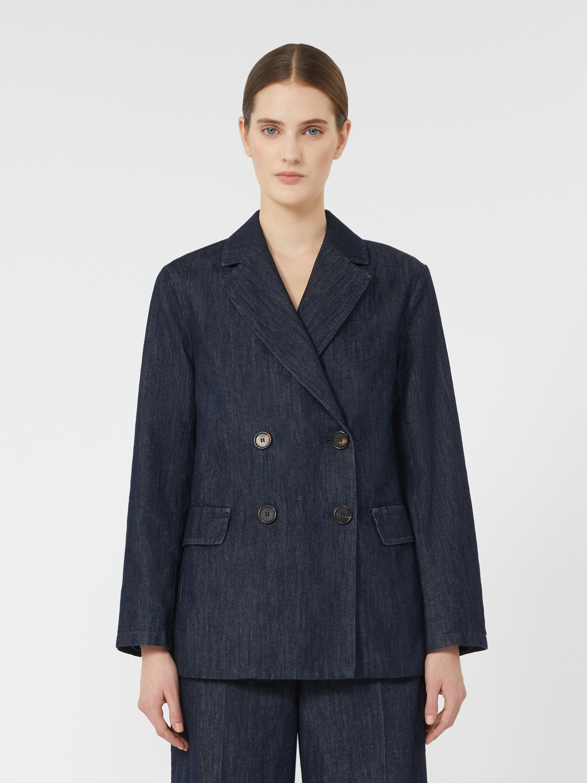 SARA Double-breasted denim blazer - 3