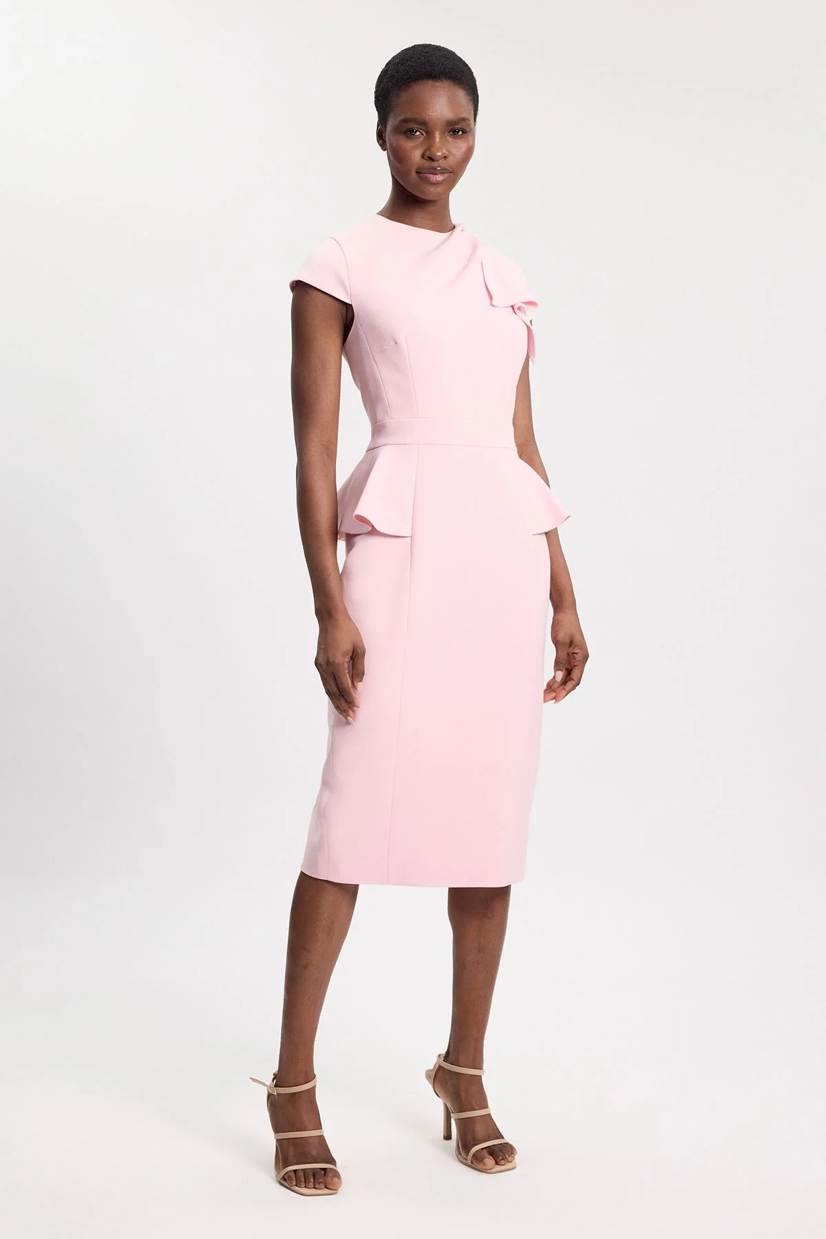 Structured Ruched Detail Midi Dress - 1