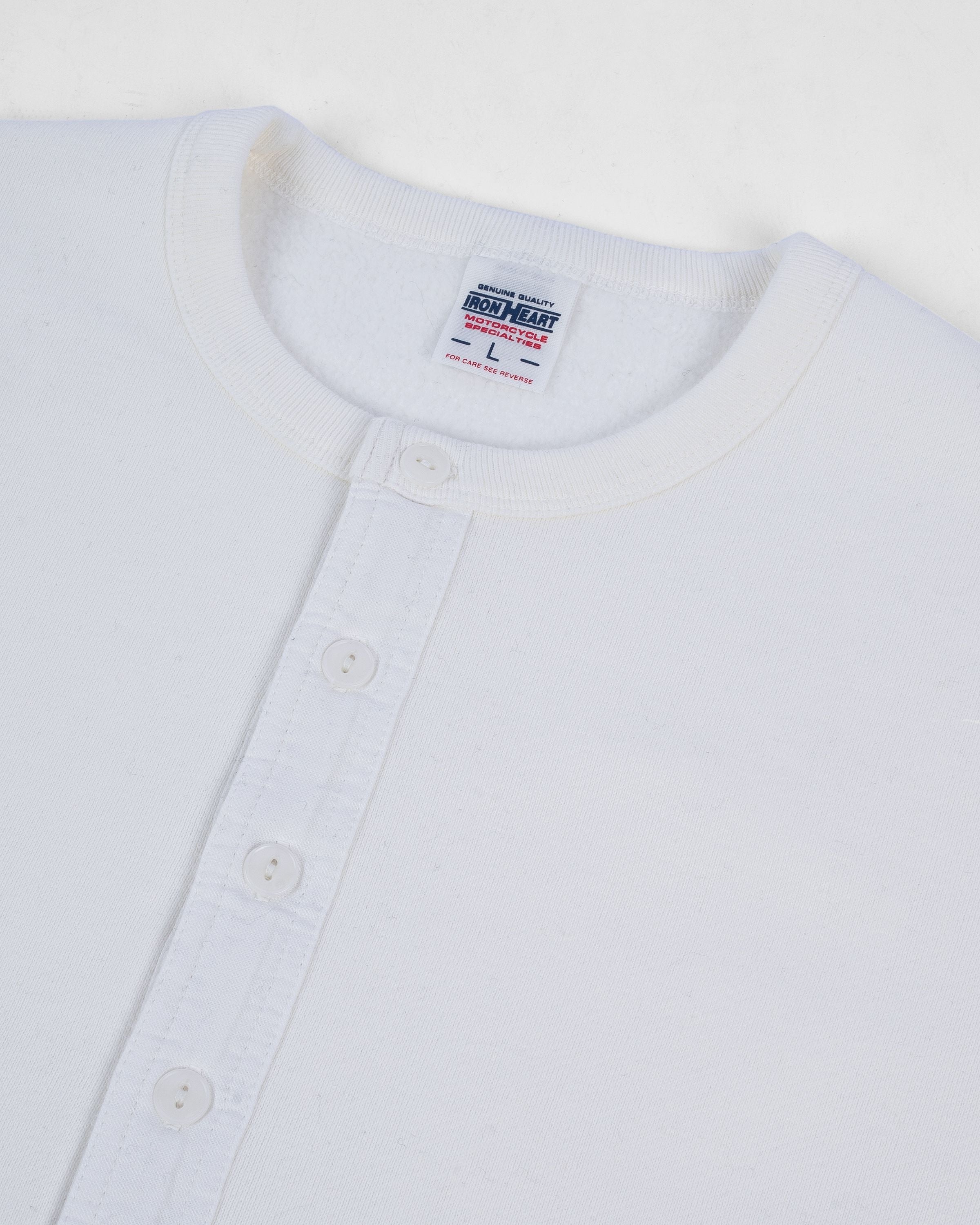 IHTL-2401-WHT 11oz Henley Long Sleeved Sweater White - 2