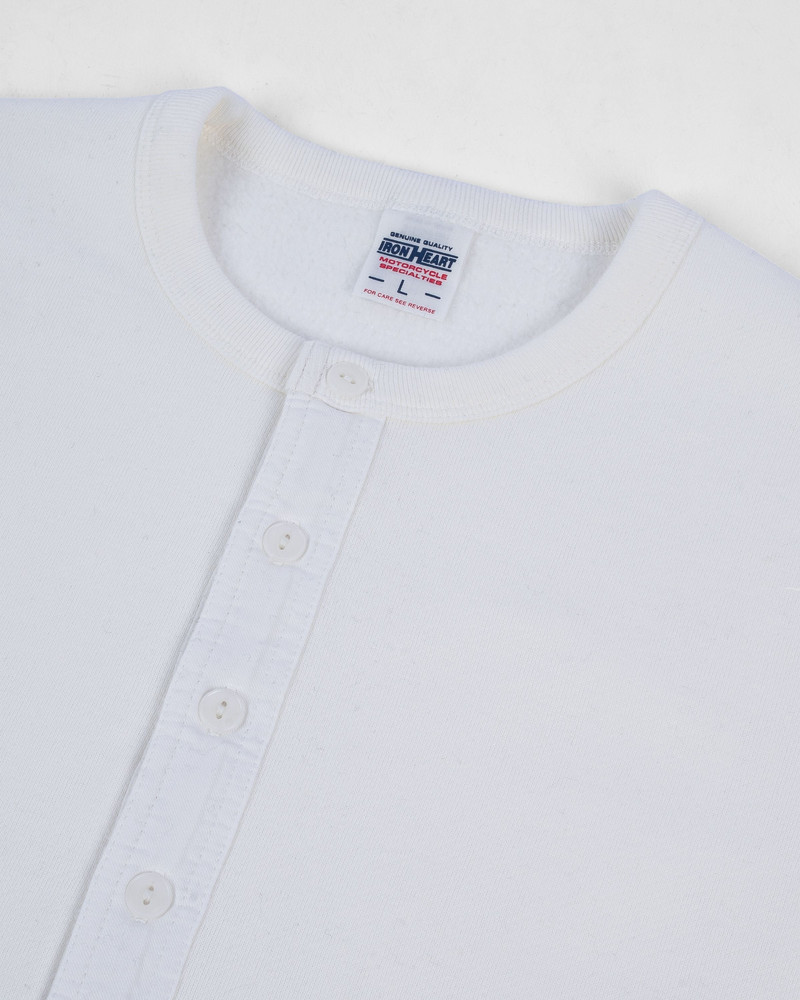 Iron Heart IHTL-2401-WHT 11oz Henley Long Sleeved Sweater White outlook