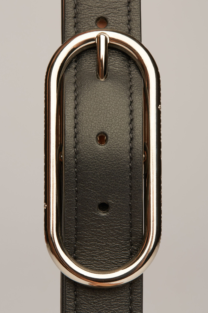 Logo-buckle leather belt black 4