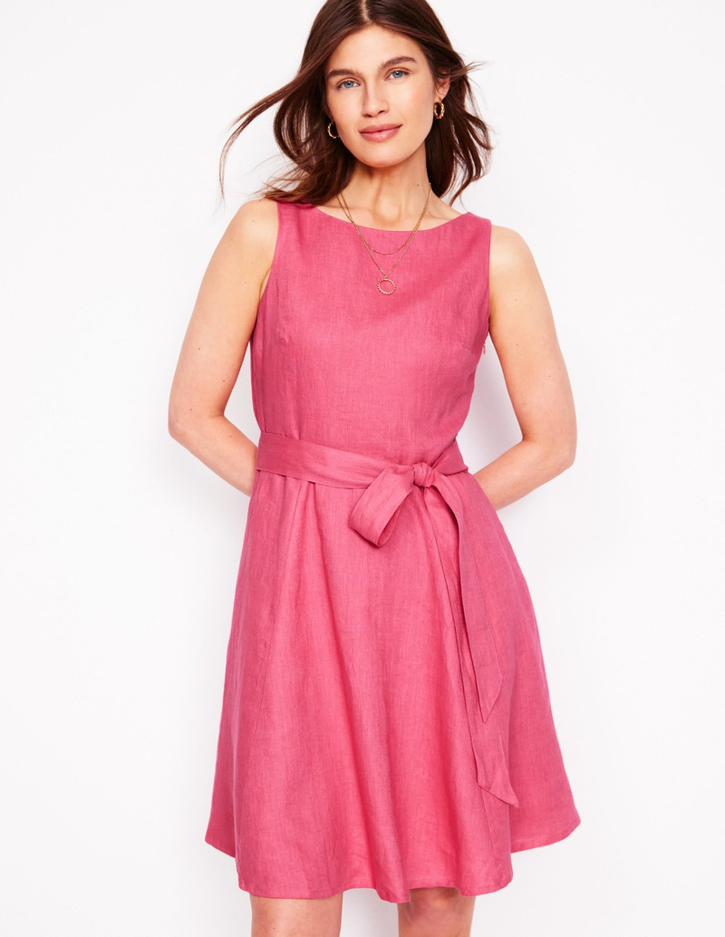 Anya Sleeveless Linen Dress-Rose Pink 5