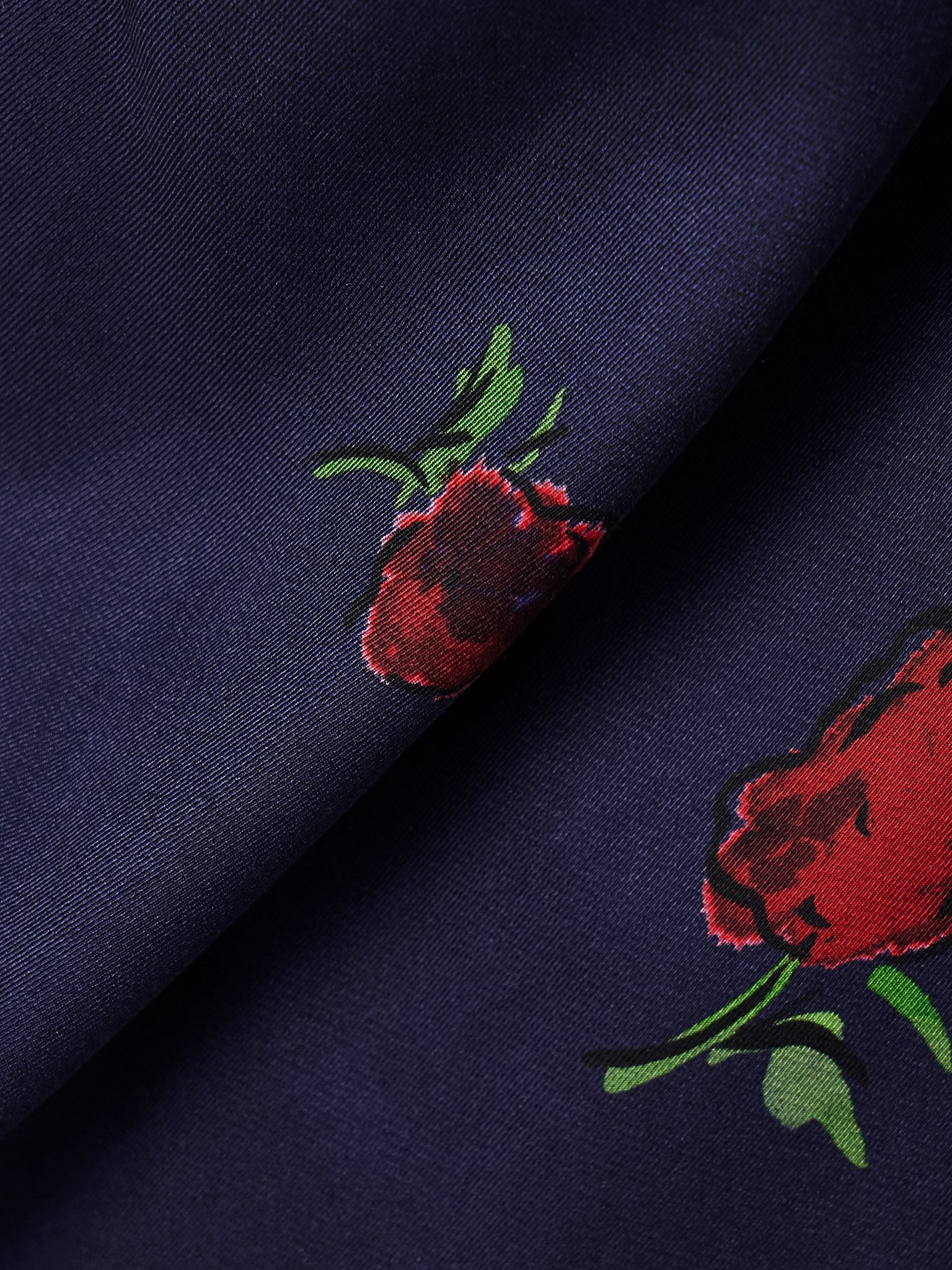 Sicily printed satin-twill midi dress Navy - 4