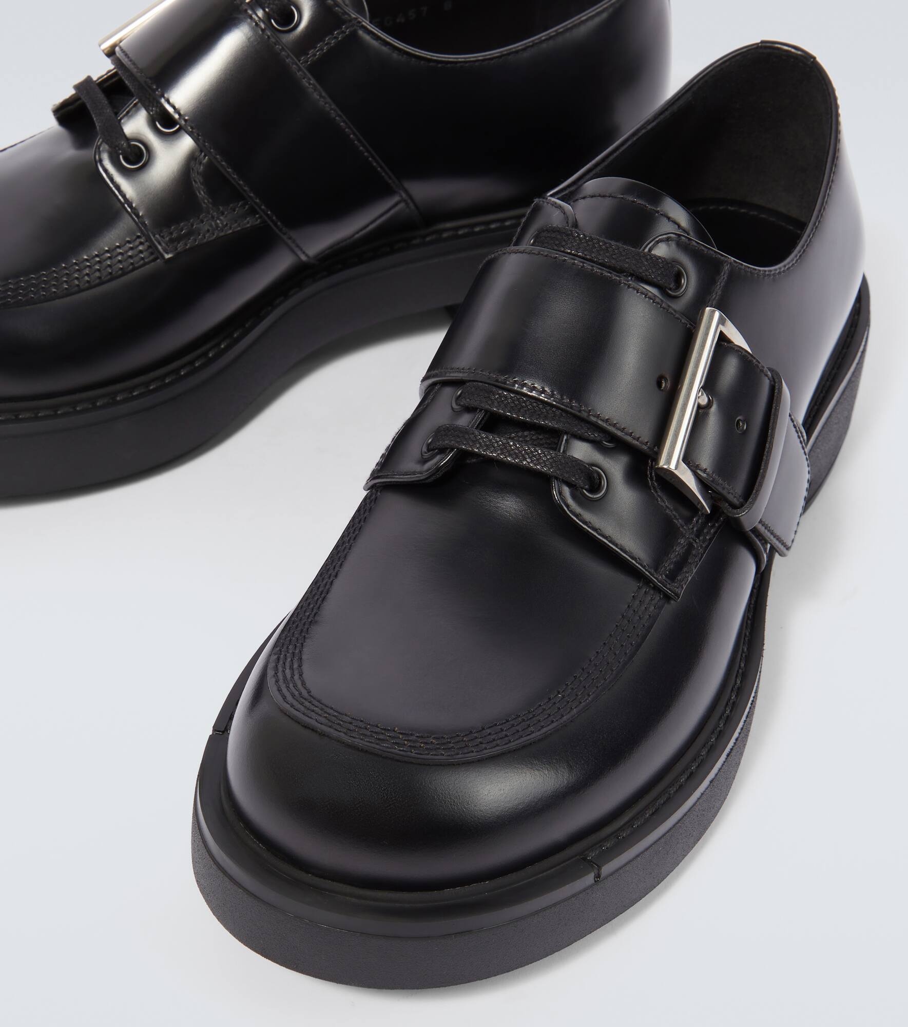 Brushed leather lace-up derbies - 3