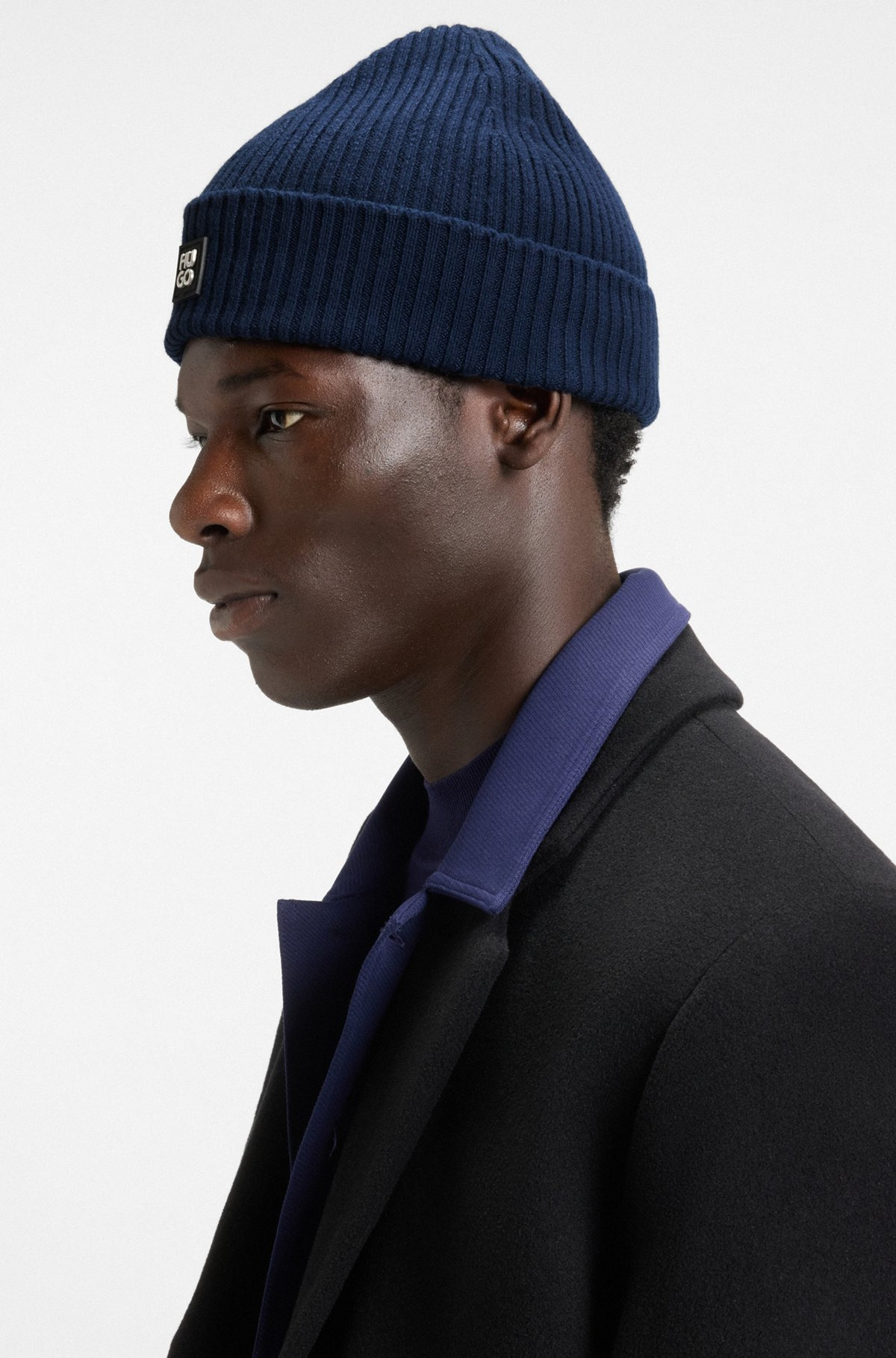 VIRGIN-WOOL BEANIE HAT WITH STACKED-LOGO BADGE - 3