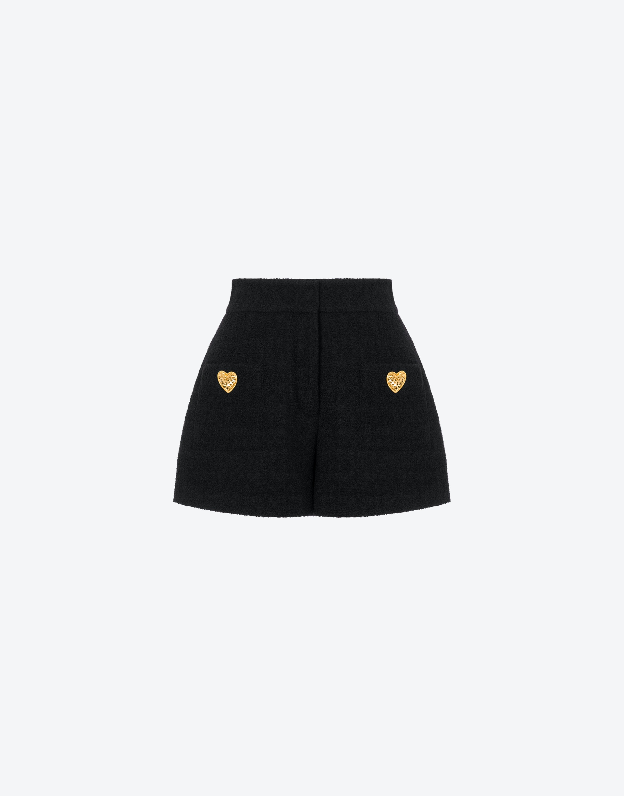 HEART BUTTONS BOUCLÉ SHORTS - 1