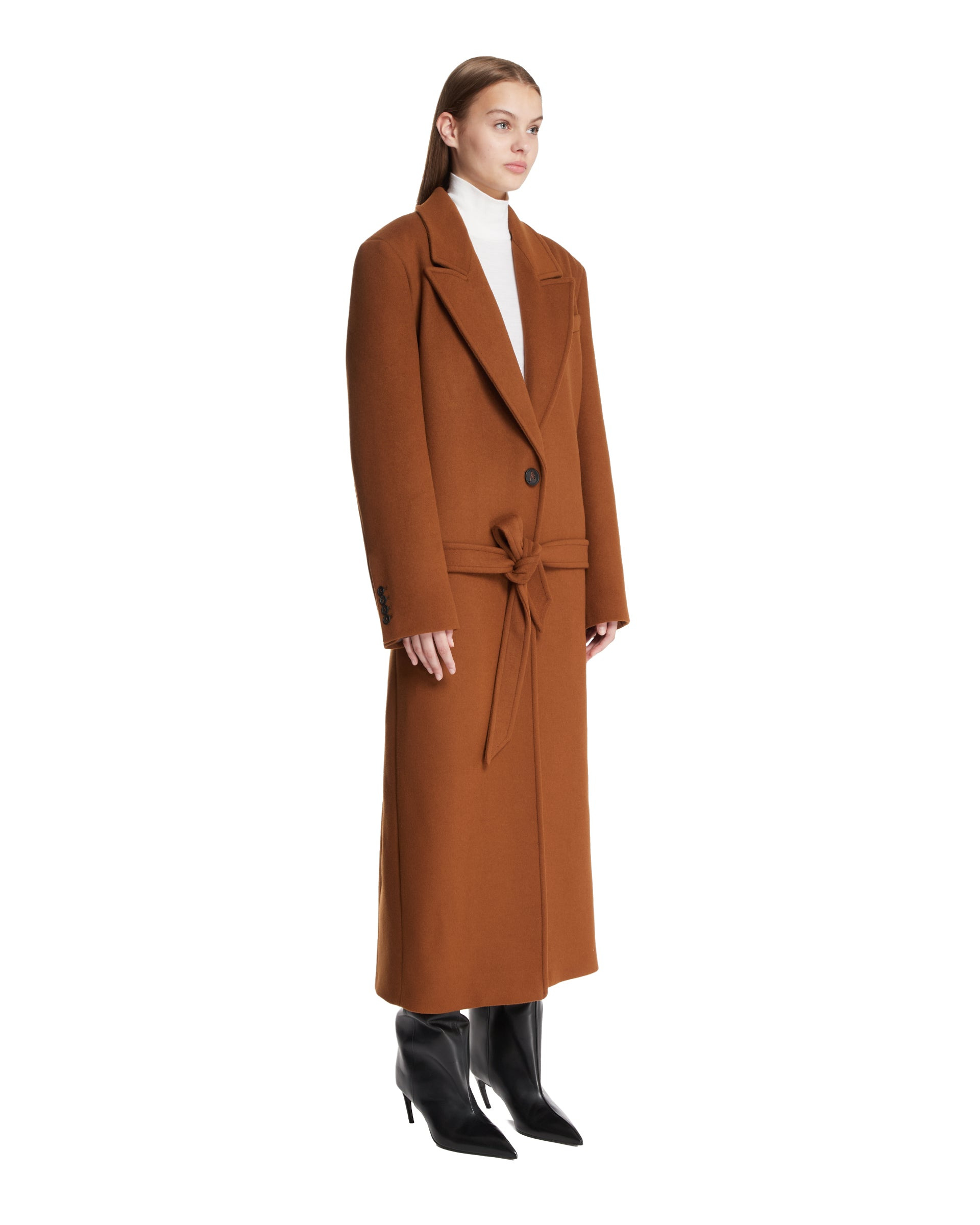 Brown Long Wool Coat - 4