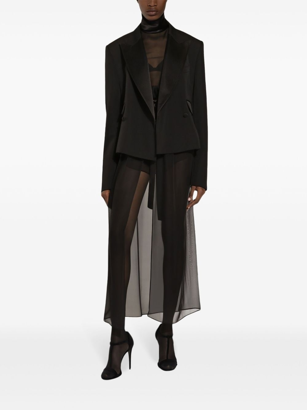 double-breasted gabardine blazer - 3