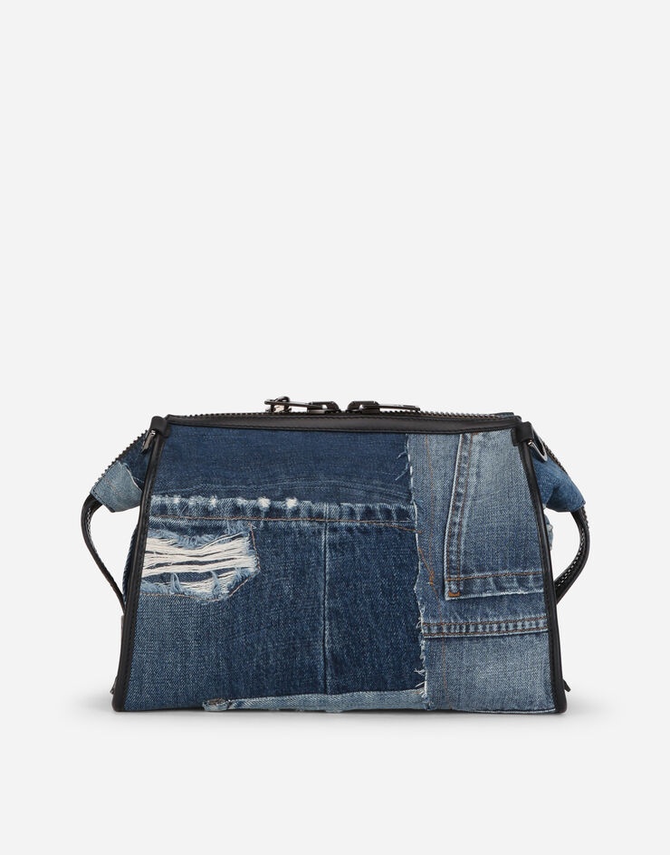 Patchwork denim edge crossbody bag - 4