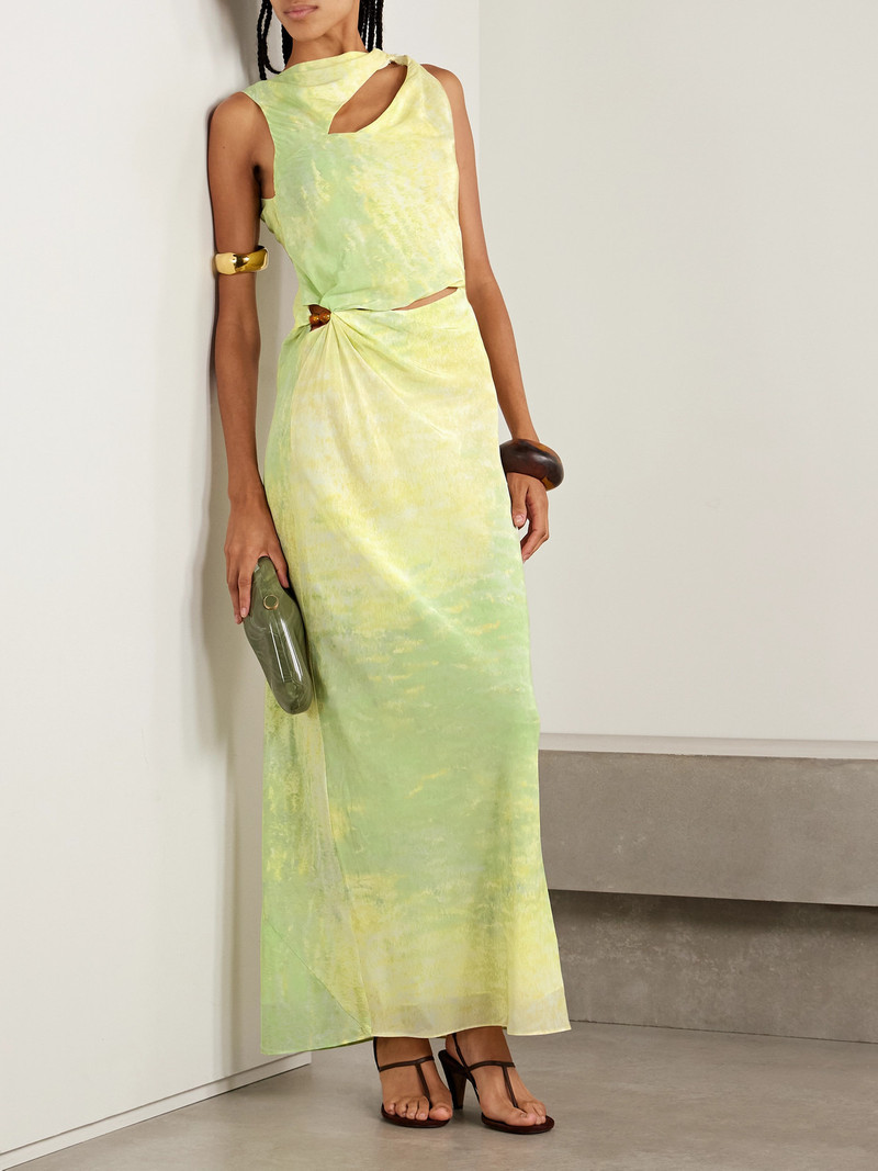 SIR. Citterio Embellished Cutout Printed Crepe De Chine Maxi Dress outlook