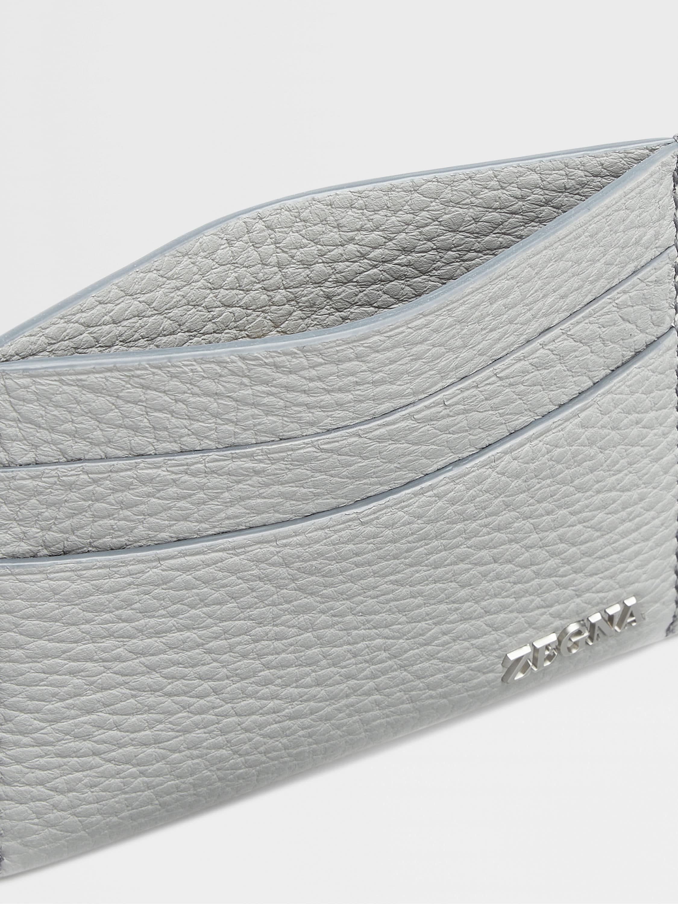 GREY MÉLANGE DEERSKIN SIMPLE CARD CASE - 2
