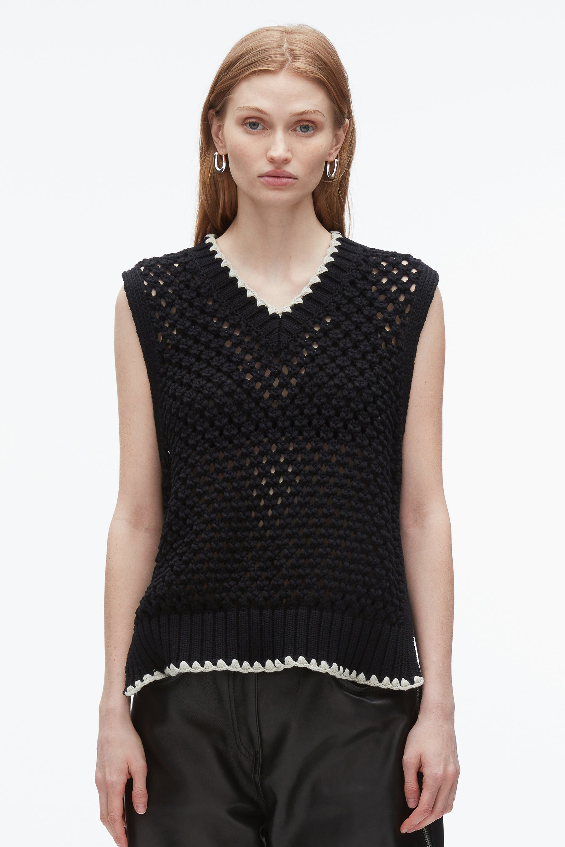 Open Work V-Neck Shell - 2