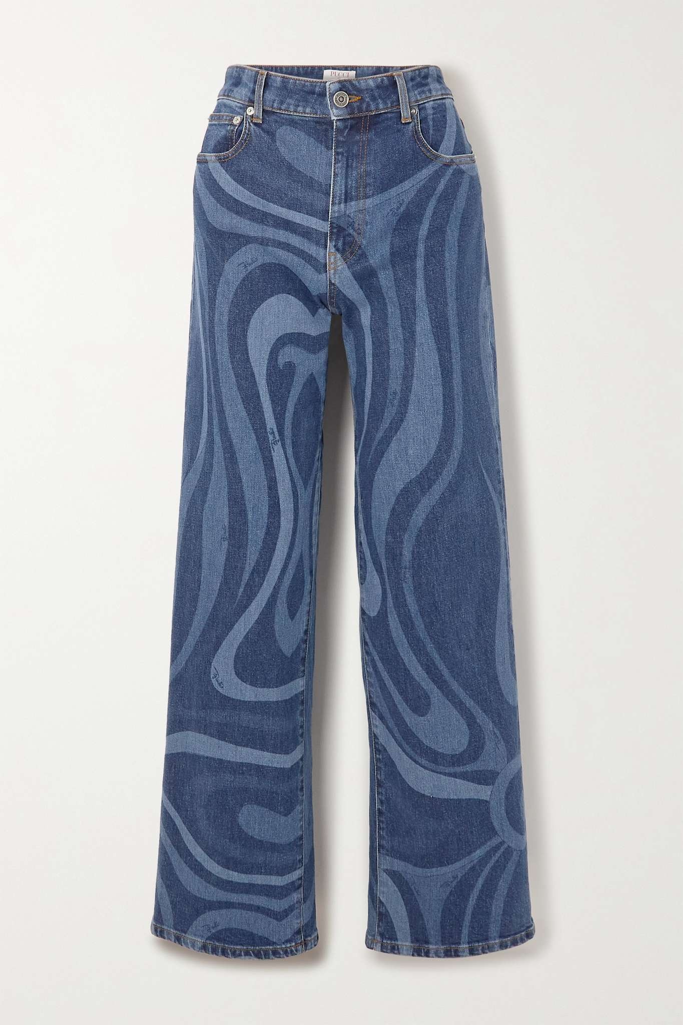 Printed high-rise wide-leg jeans - 1