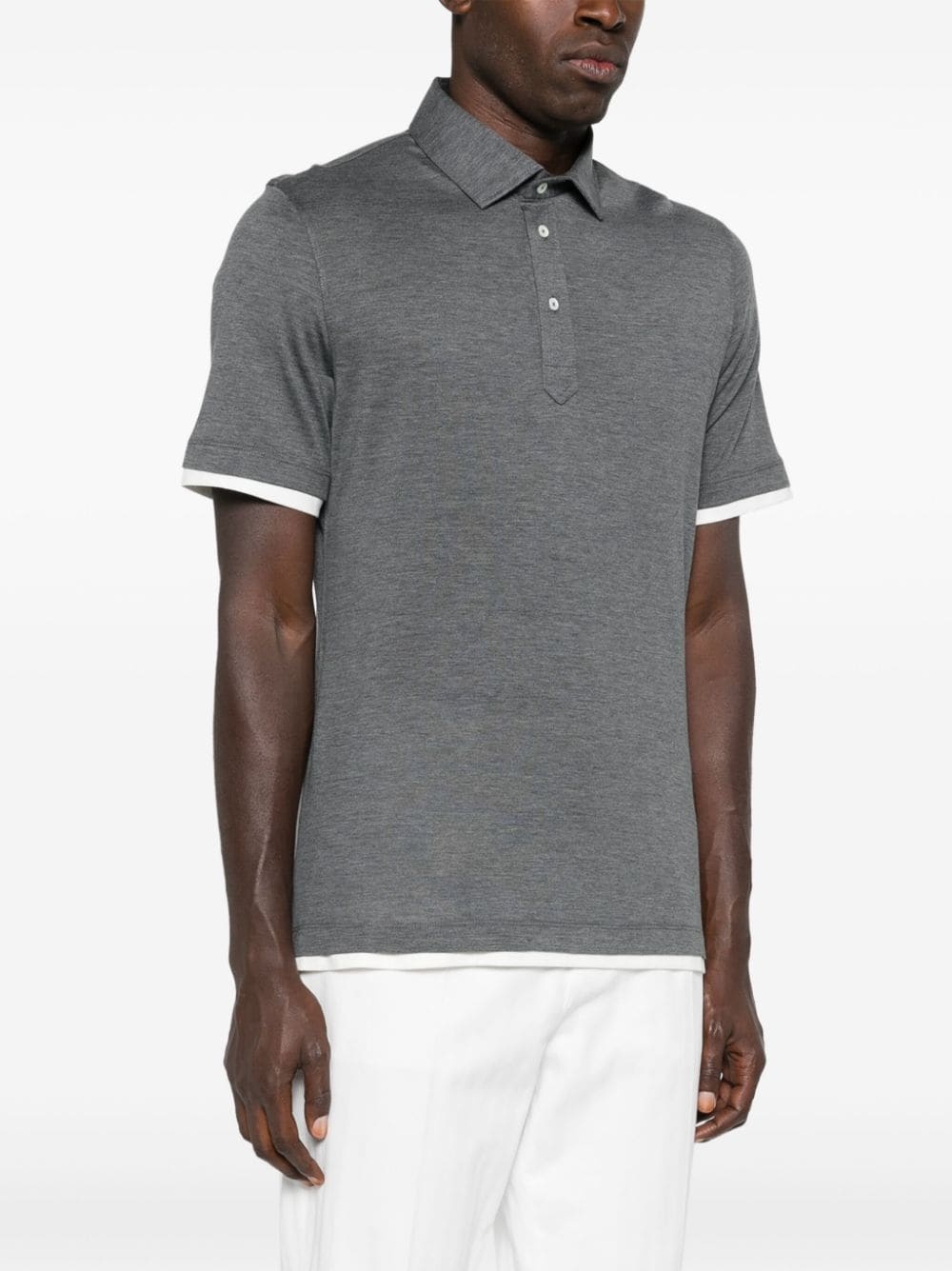 layered-effect polo shirt - 3