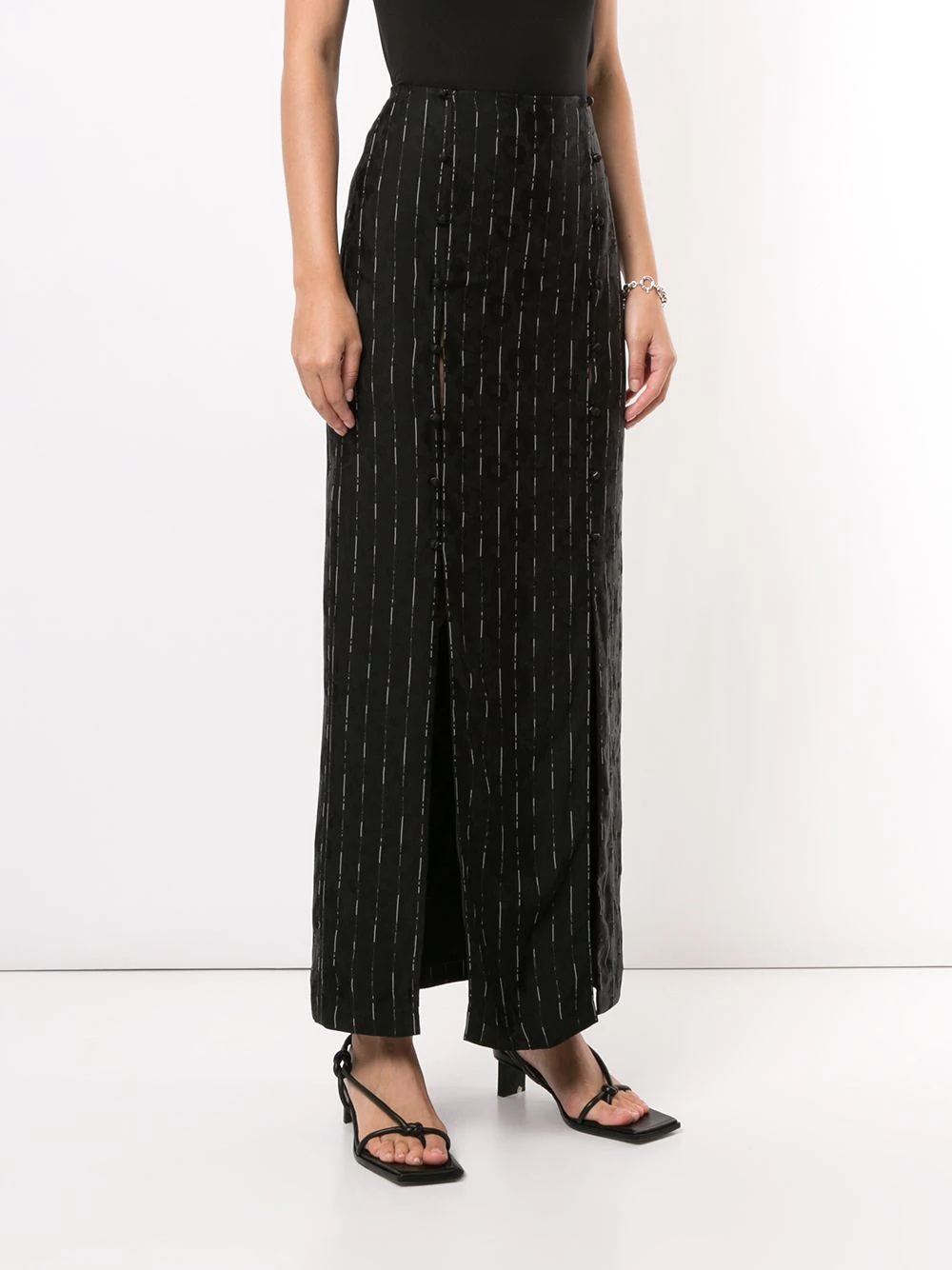 pinstripe split skirt - 3