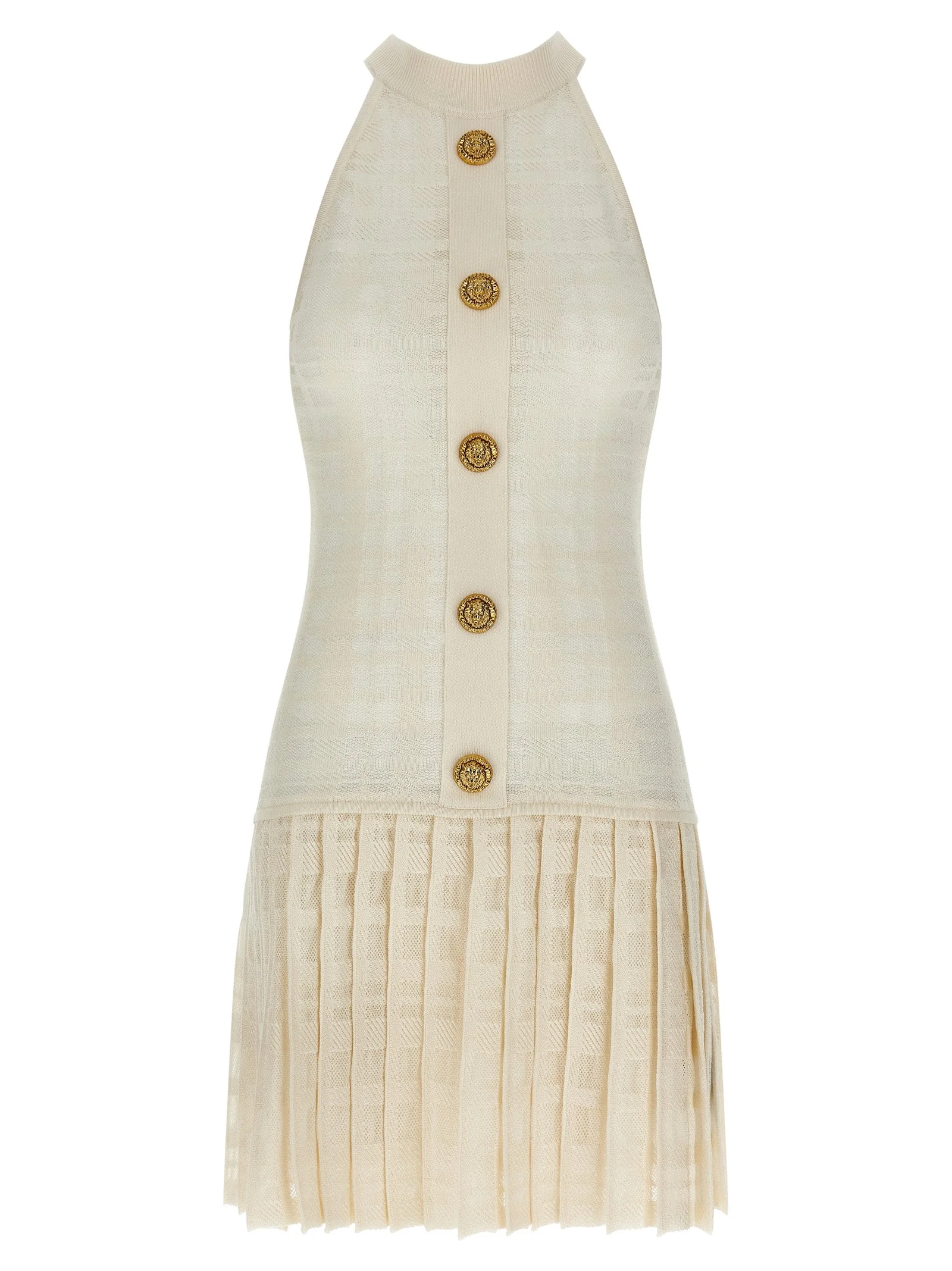 Tartan Knit Dress Dresses White - 1