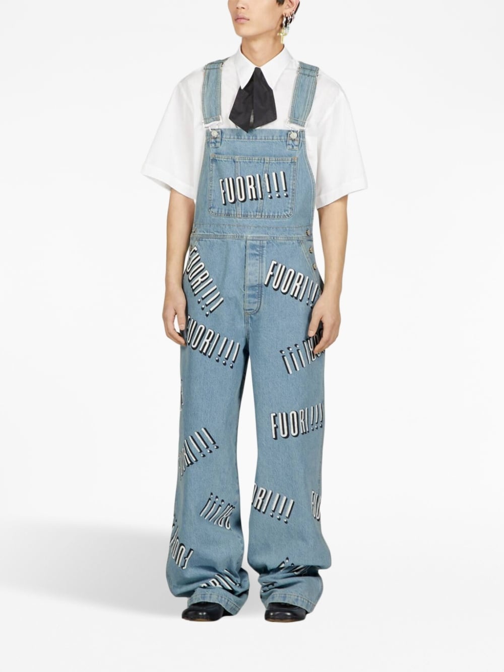 Fuori slogan denim overalls - 3