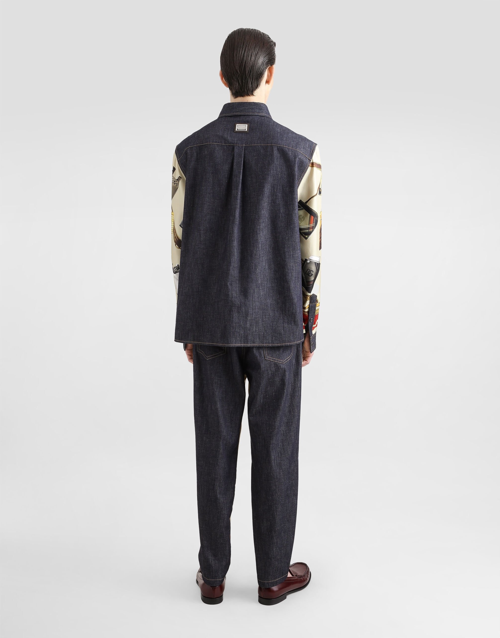 Loose blue denim and silk jeans with lighter print - 3