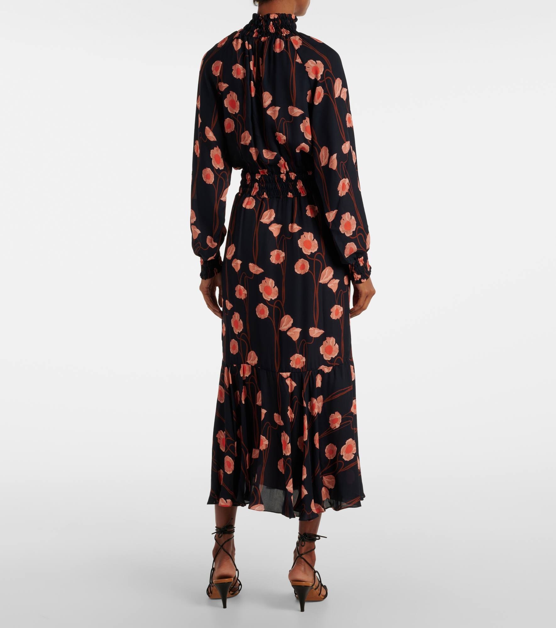 Floral silk georgette midi dress - 3
