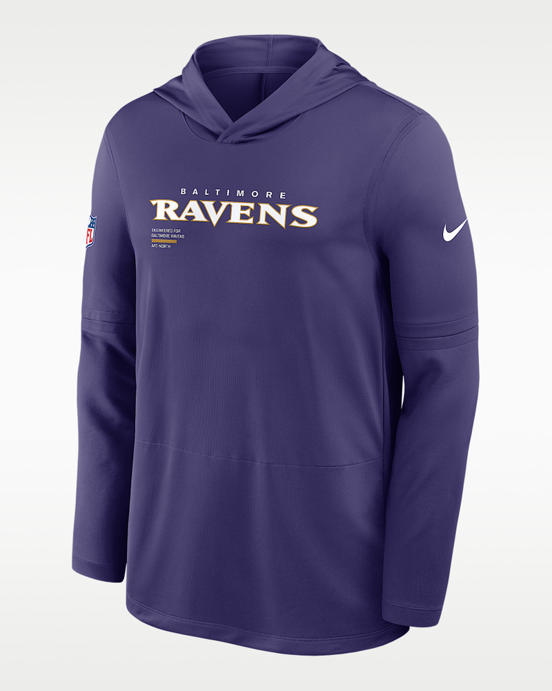 Baltimore Ravens Pure Fury Sideline Men's Nike Dri-FIT NFL Long-Sleeve Hooded Top 1