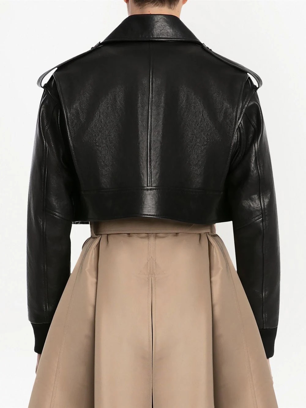 cropped leather jacket - 4