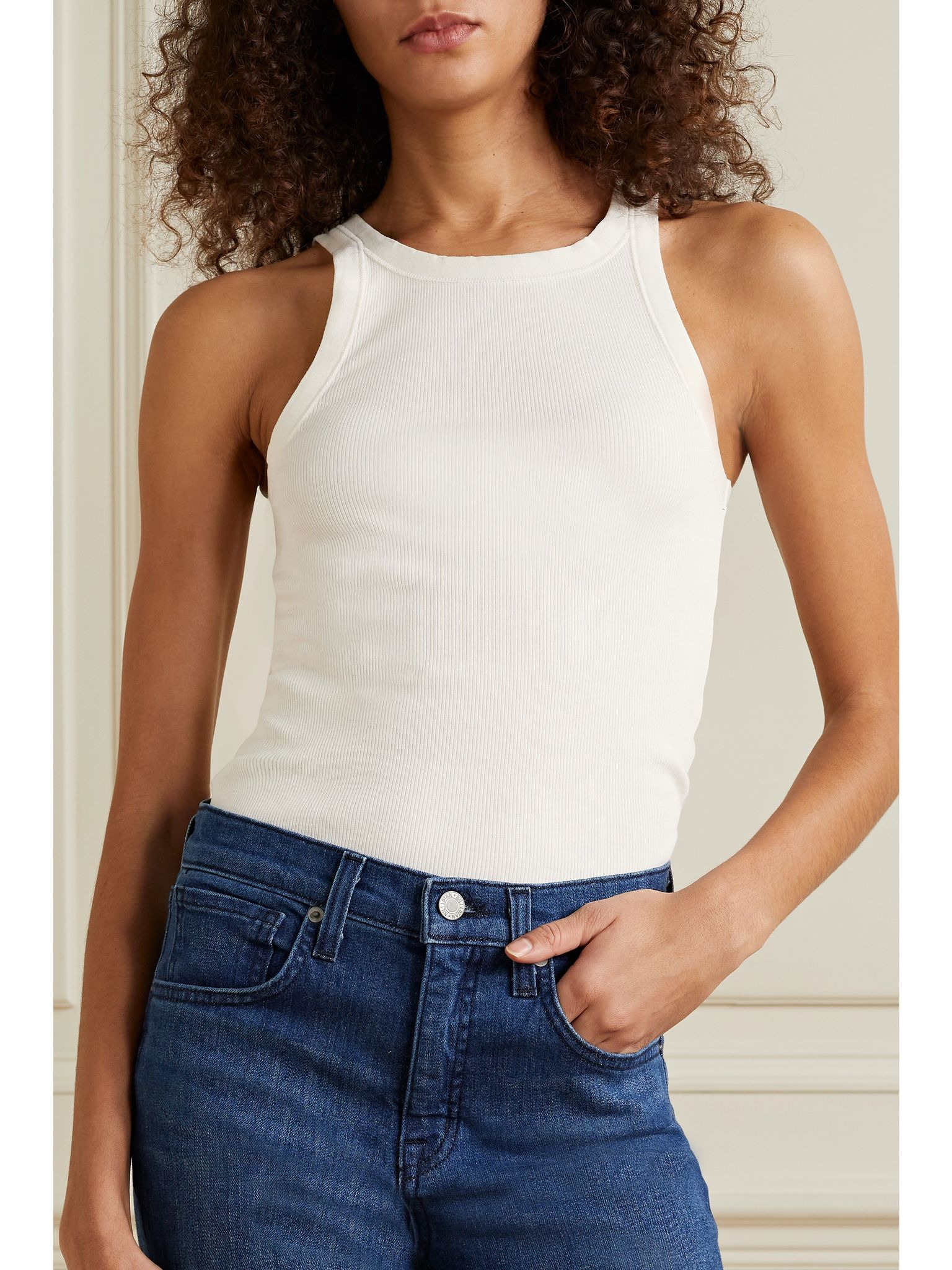 Jennifer ribbed cotton-jersey tank White - 3
