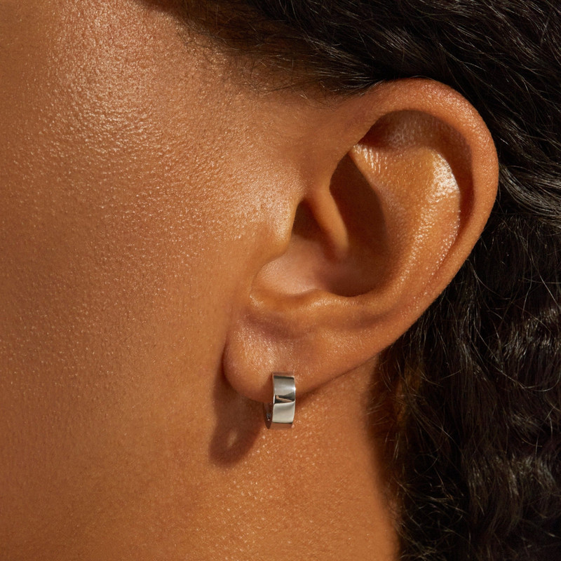 STONE AND STRAND Bold Silver Second Hole Huggies outlook