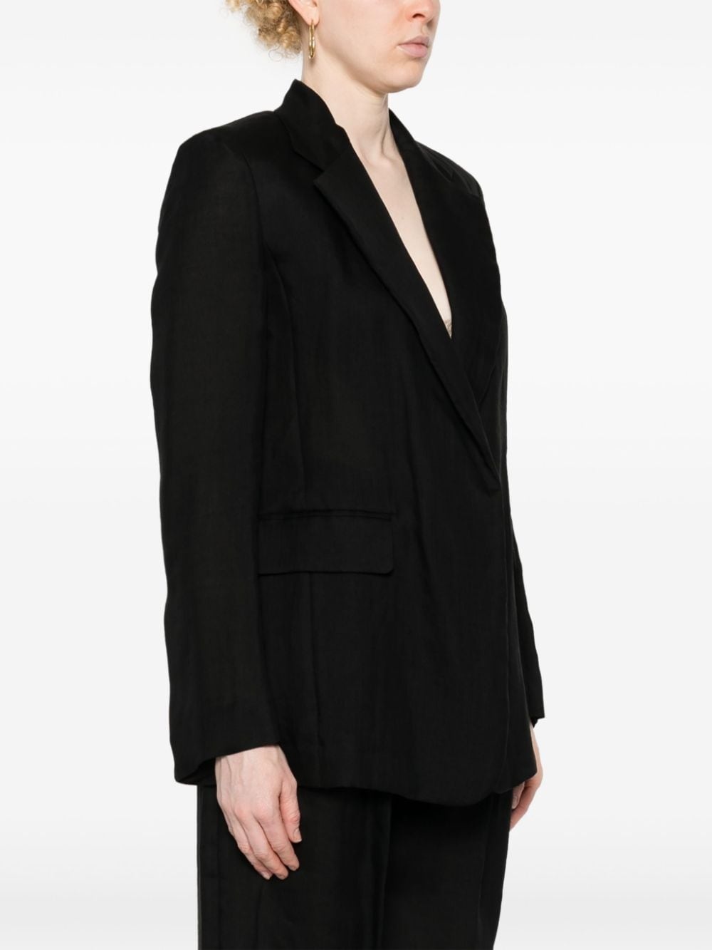 open-front ramie blazer - 3