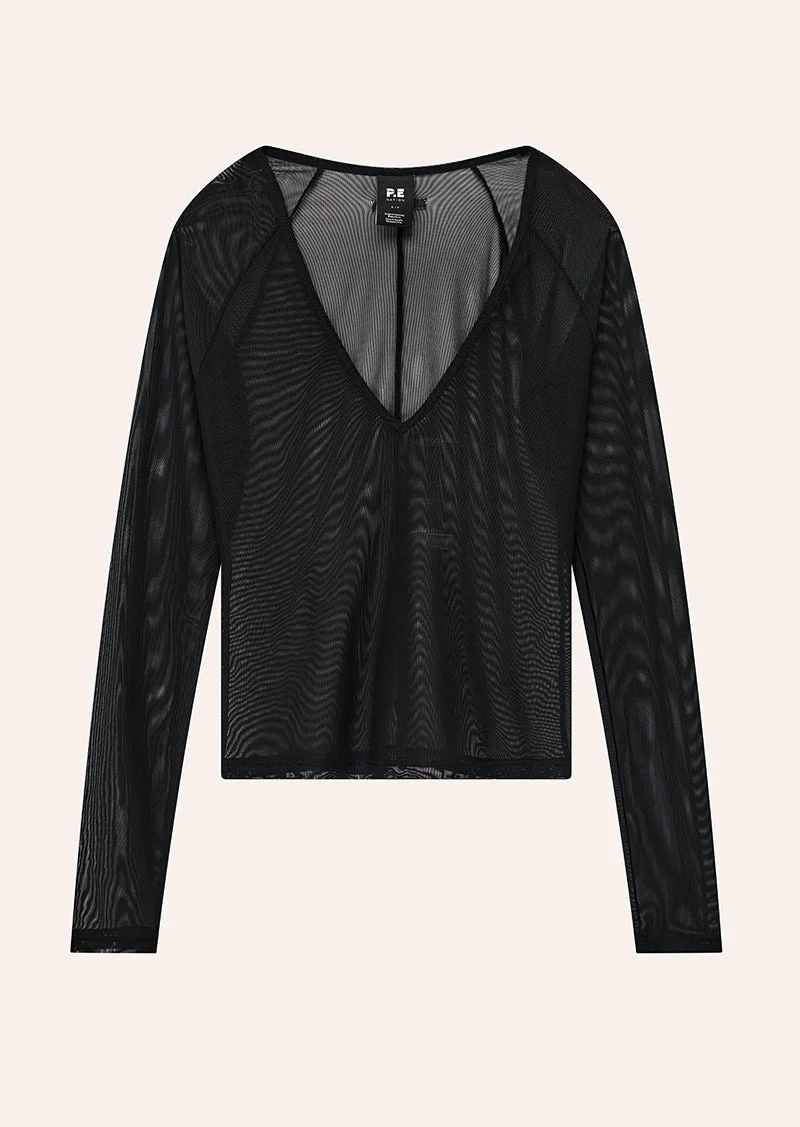 ALL OUT MESH LONG SLEEVE TOP IN BLACK - 1