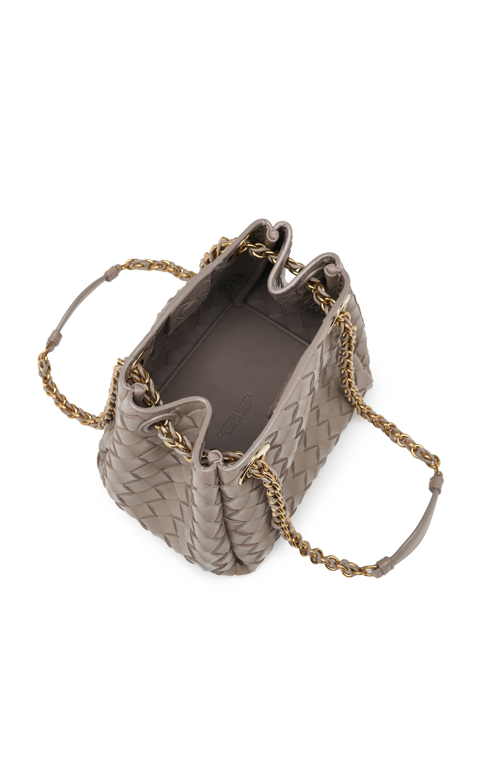 Small Parachute Intrecciato Leather Chain Bag grey - 5