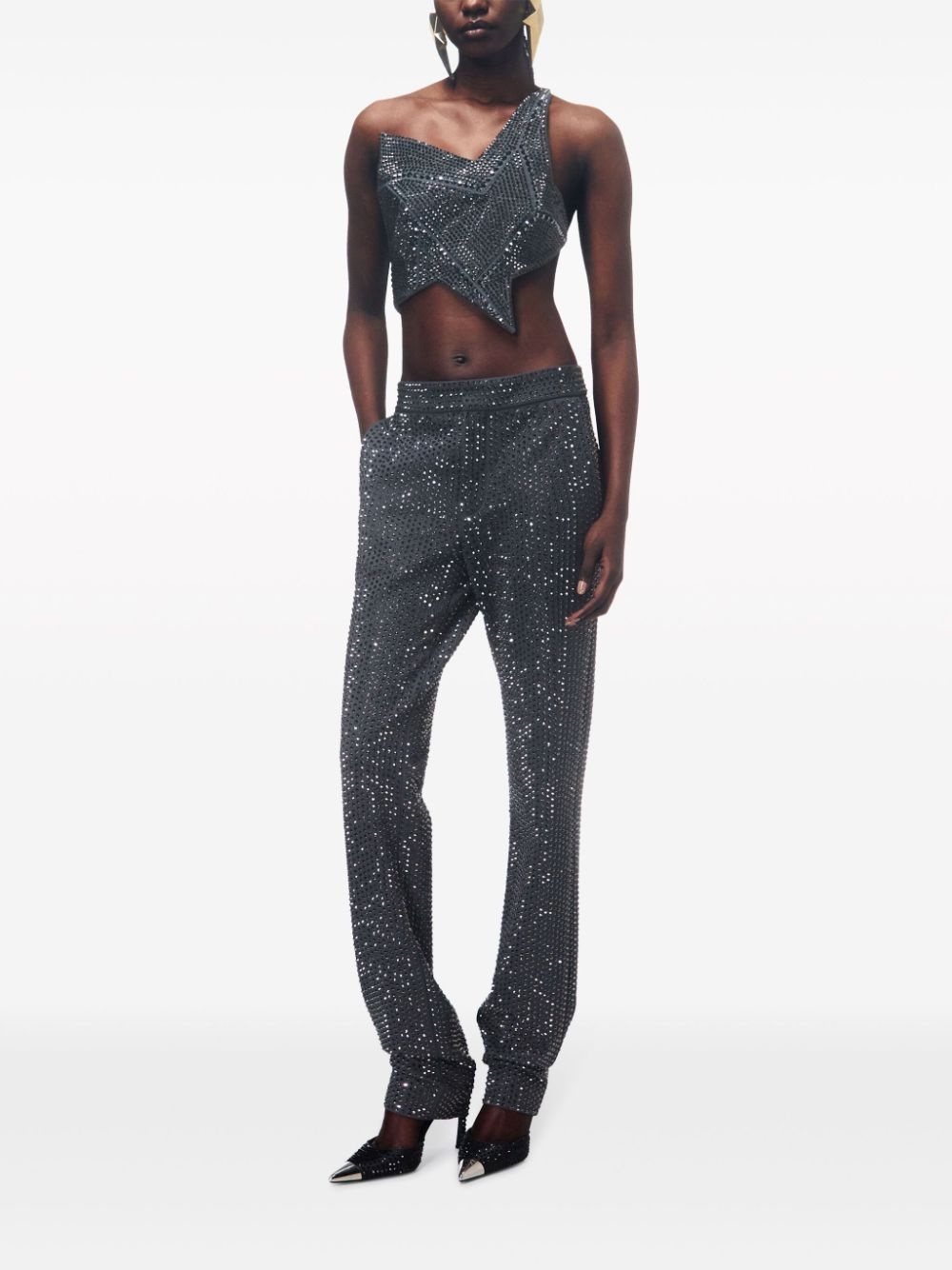 crystal-embellished tuxedo trousers - 3