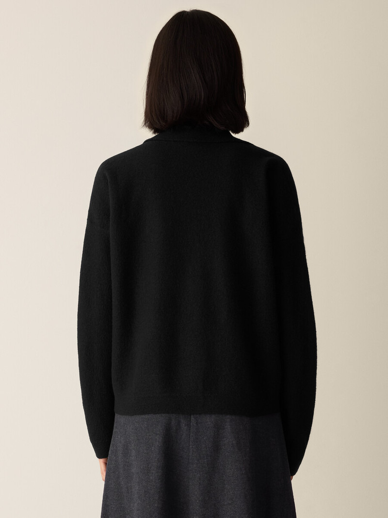 Fine Felted Wool Notch Collar Cardigan in Regenerative Wool 4