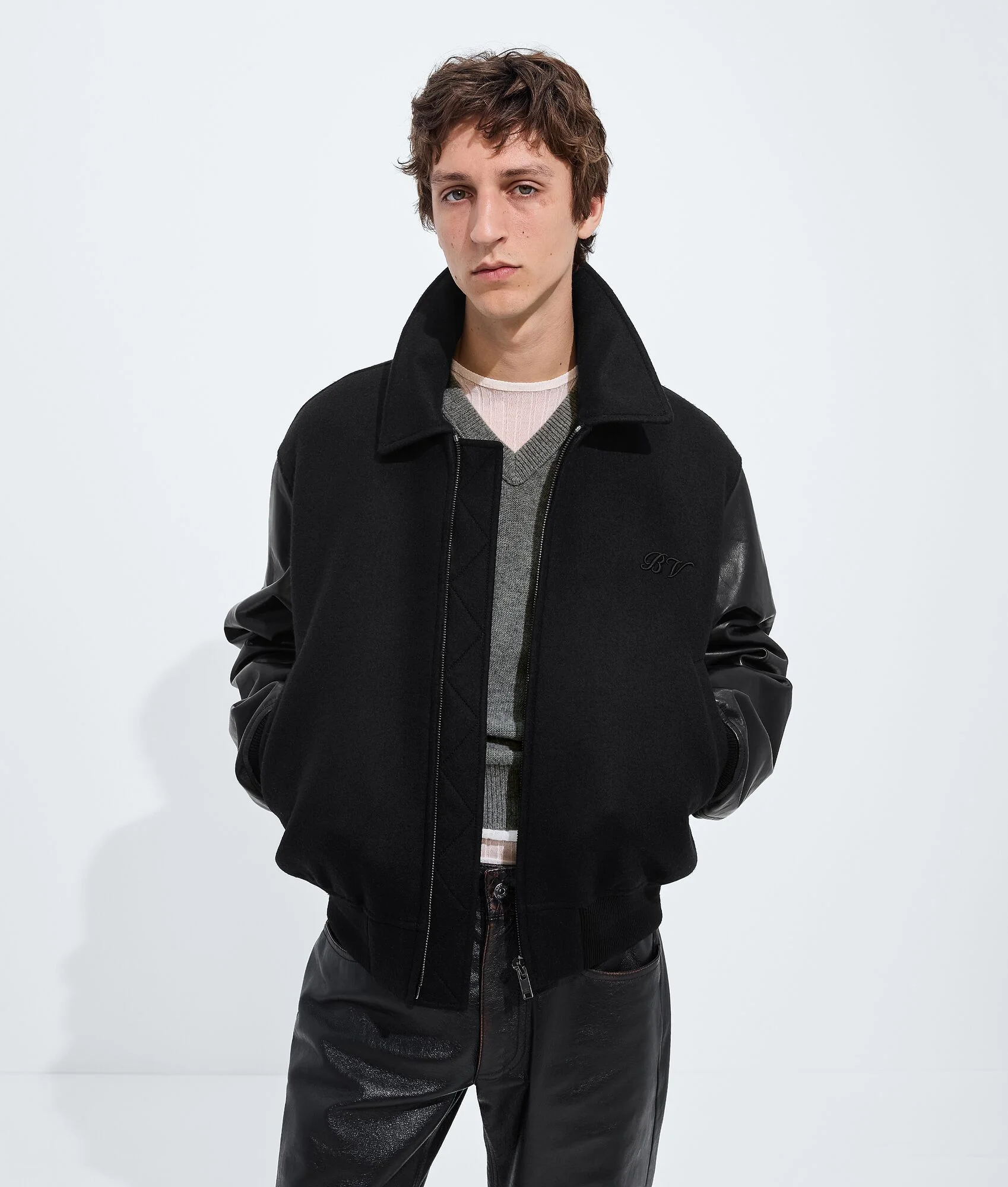 Wool and Leather Blouson - 1