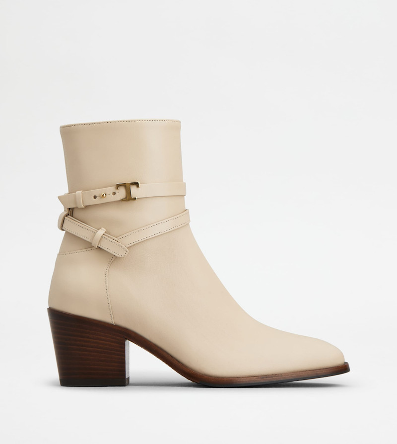ANKLE BOOTS IN LEATHER - BEIGE 1