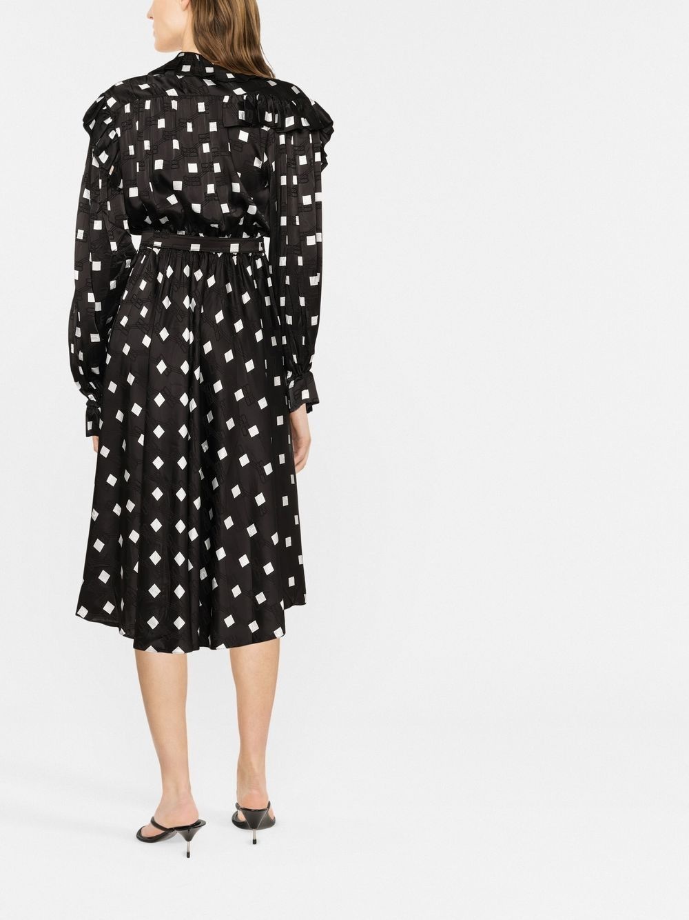ruffle spot-print midi dress - 4