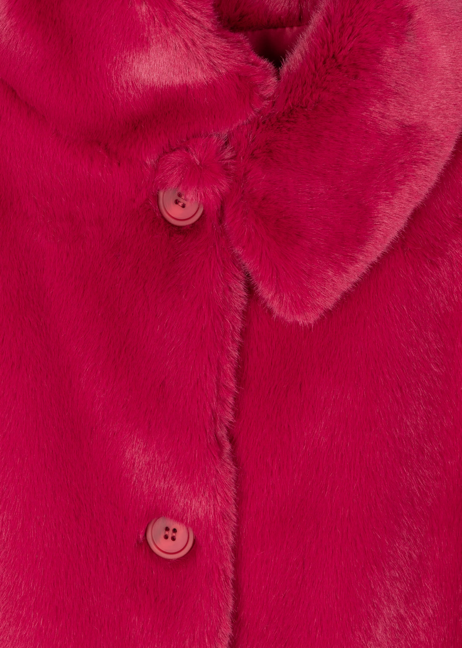 Raspberry Faux Fur Coat - 2
