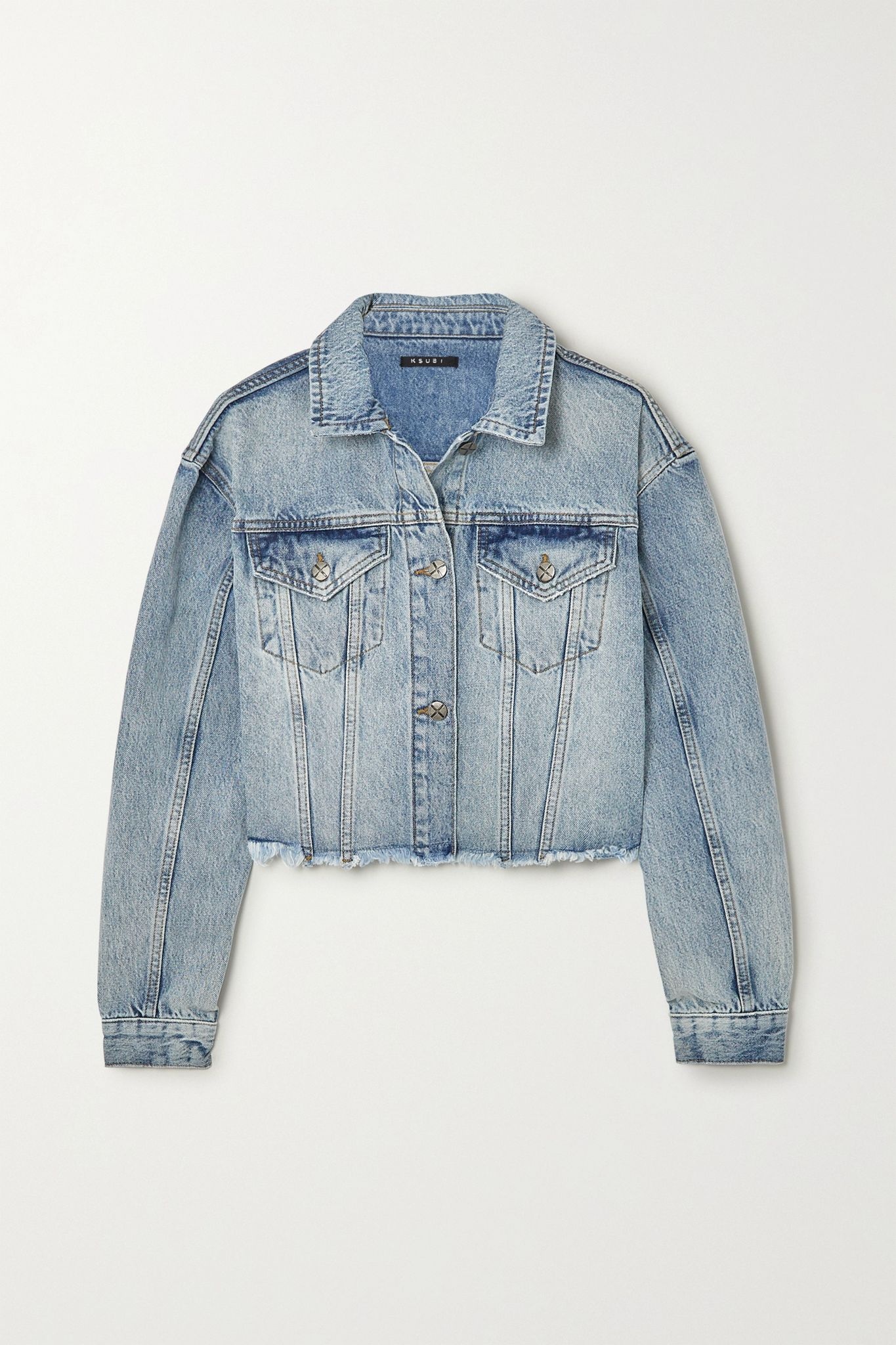 Daggerz cropped distressed denim jacket - 1