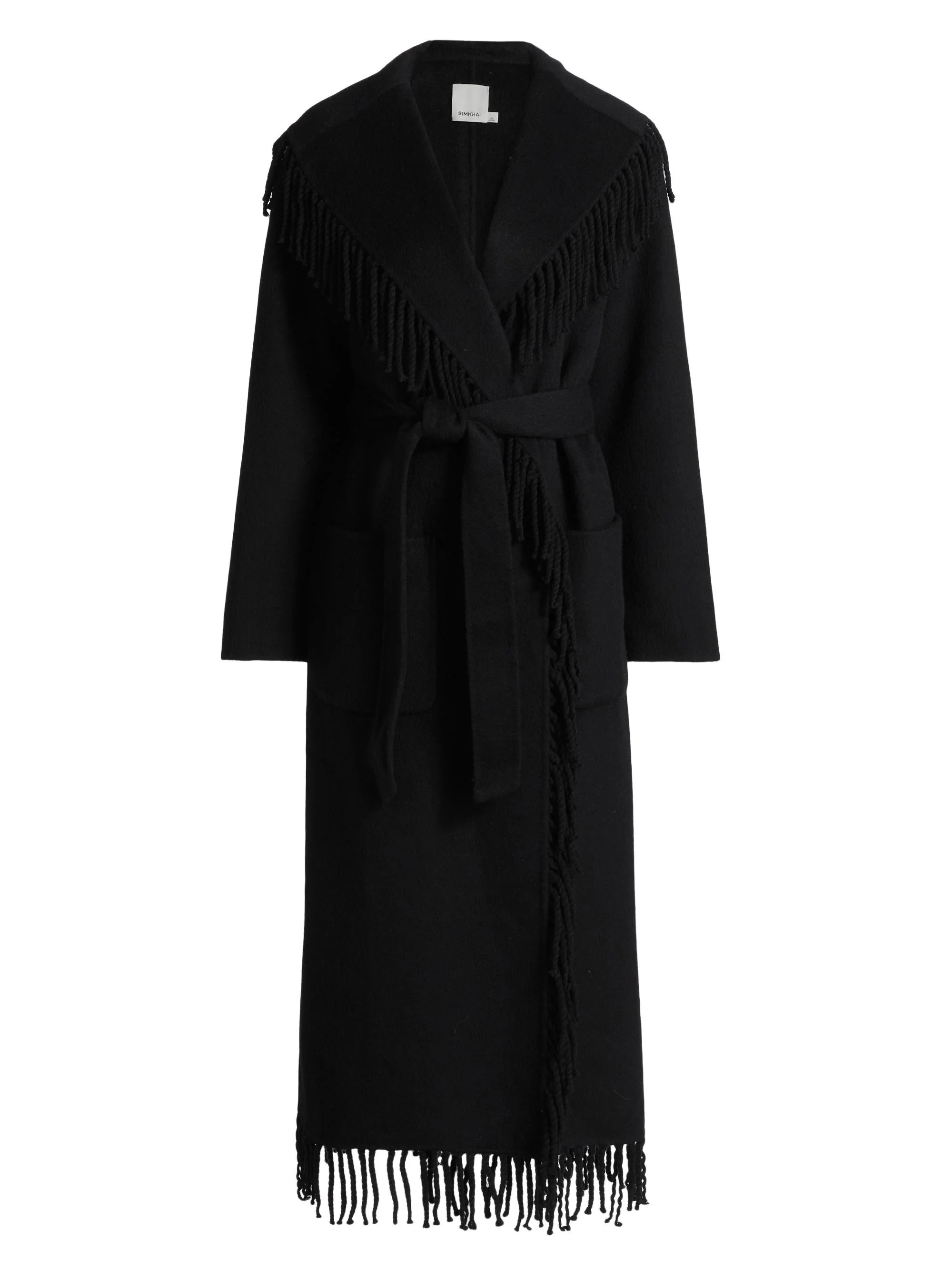 Women's Carrie Fringed Wool-Blend Coat - Black - 1