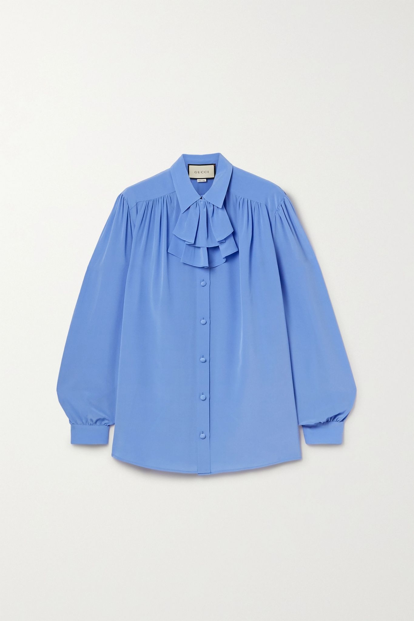 Ruffled silk crepe de chine shirt - 1