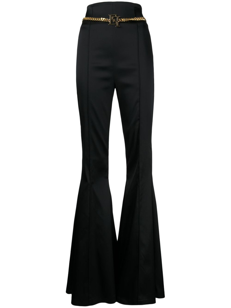 chain-belt flared trousers 1