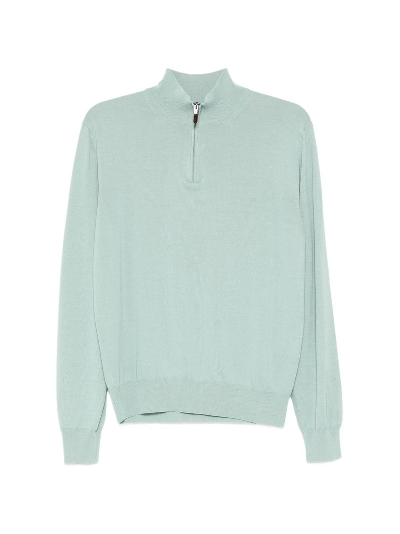 stand-collar zip-up sweater 1