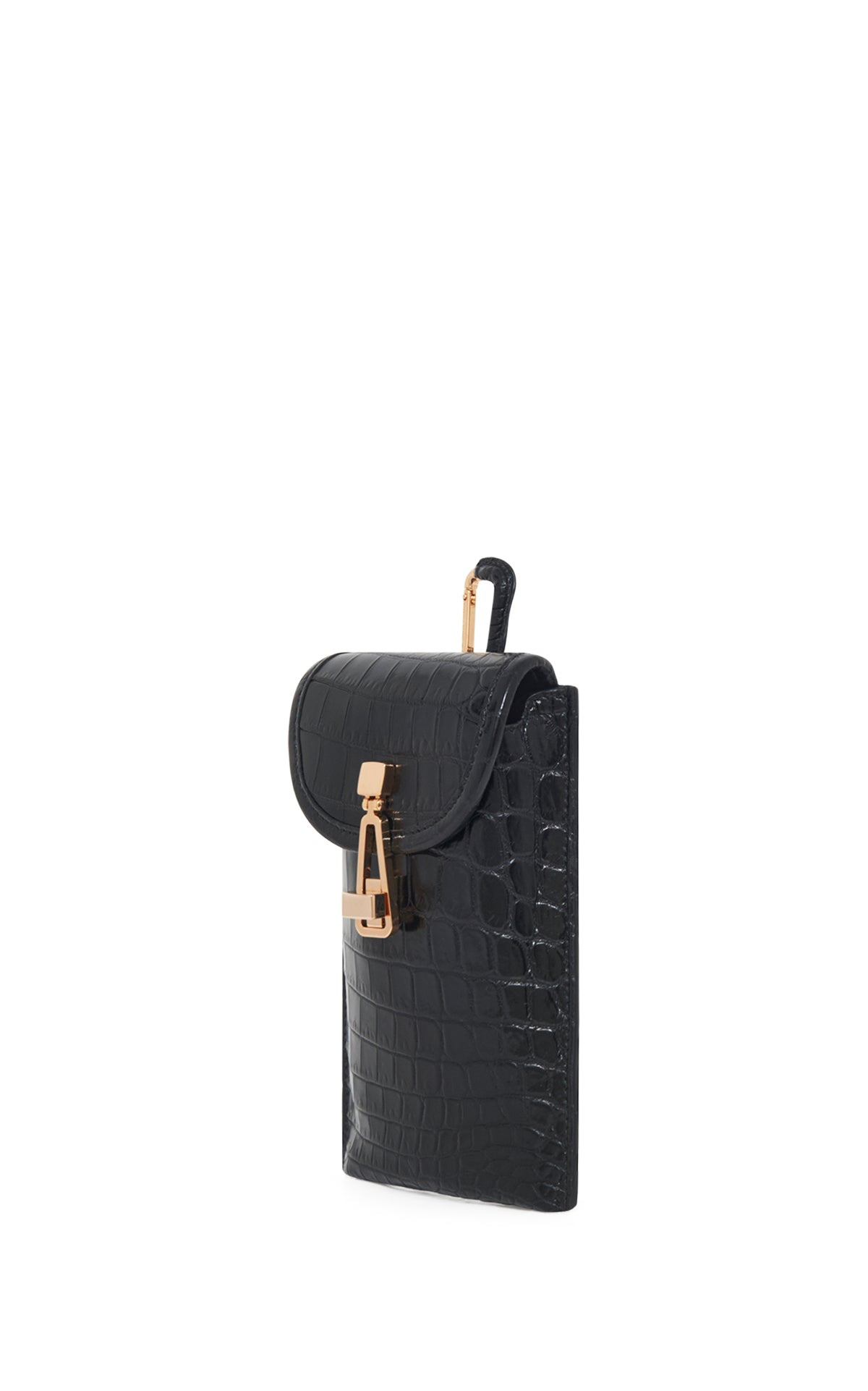 Medium Leonora Flap Bag in Black Crocodile Leather with Sunglasses Pouch - 9